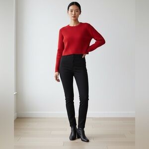 Babaton Vibrant Red Ribbed Cropped Top Size Small